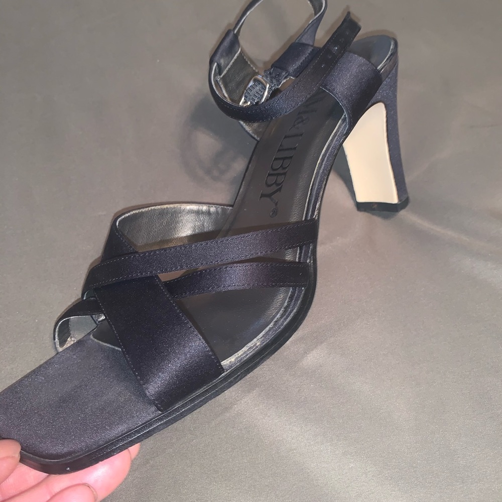 Marla black satin heeled Sandals